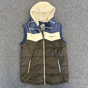 Ecko Unlimited Black, Blue, and white Hooded Puffer Vest